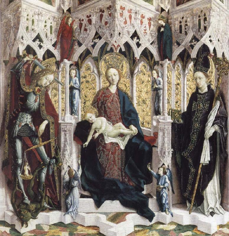 PACHER, Michael The Virgin and Child Enthroned with Angels and Saints oil painting picture